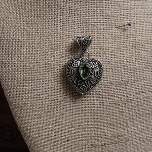 Citrine/Silver puffy heart pendant